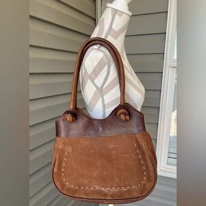 Rare-Vintage Brown Leather Shoulder Bag With Initial “PV”